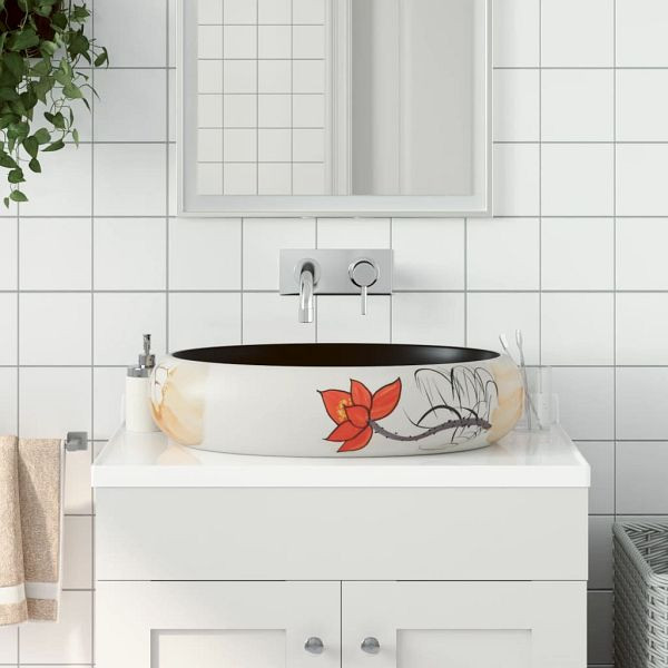 vidaXL Aufsatzwaschbecken Mehrfarbig Oval 59x40x15 cm Keramik, 155113