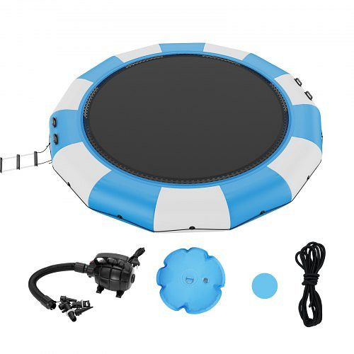 VEVOR Aufblasbares Wassertrampolin Leiter, Wasserdicht, Abriebfest 4,57 m, 360 kg Tragfähigkeit Blau Weiß, BTKSSBCLBS15C7ST6V2