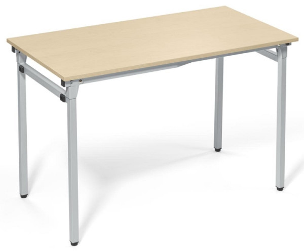 Deskin 4-Fuß-Klapptisch, Platte Ahorndekor, Gestell Alusilber RAL 9006, B 1200 x T 600 x H 720 mm, 284197