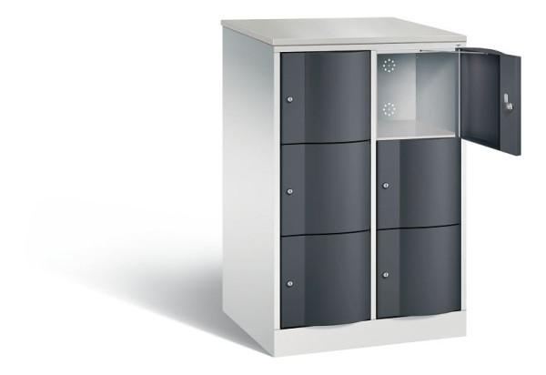 C+P XL-Schließfachschrank Resisto, H1255xB772xT640mm, Farbe: Lichtgrau / Schwarzgrau, 8573-273 S10132