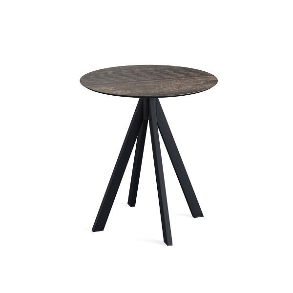 Feros Infinity Terrassentisch Schwarz gestell + Riverwashed Wood HPL Ø70 cm, 120011470