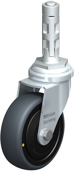 Blickle LRA-TPA 75K-ELS-FK-E01 Apparate-Lenkrolle mit Expander, Thermoplastisches Gummi-Elastomer, Grau, 744013