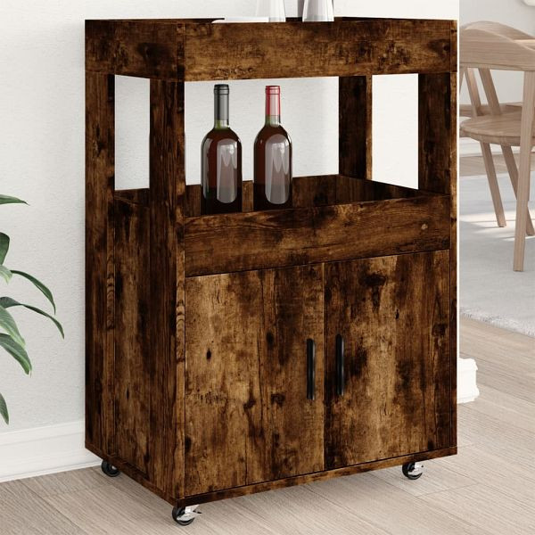 vidaXL Barwagen Räuchereiche 60x39,5x89 cm Holzwerkstoff, 848273