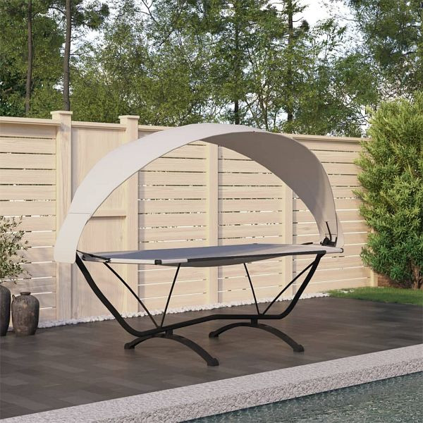 vidaXL Outdoor-Loungebett mit Dach Creme Stahl und Oxford-Stoff, 317601