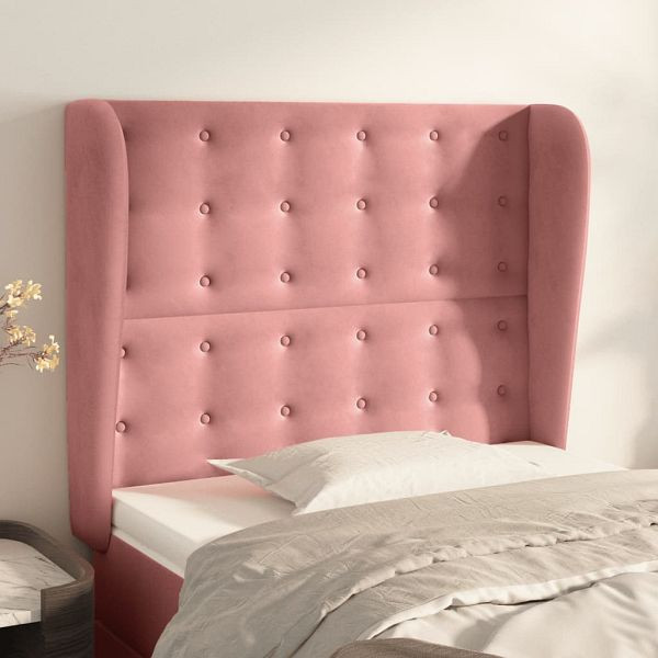 vidaXL Kopfteil mit Ohren Rosa 103x23x118/128 cm Samt, 3118437