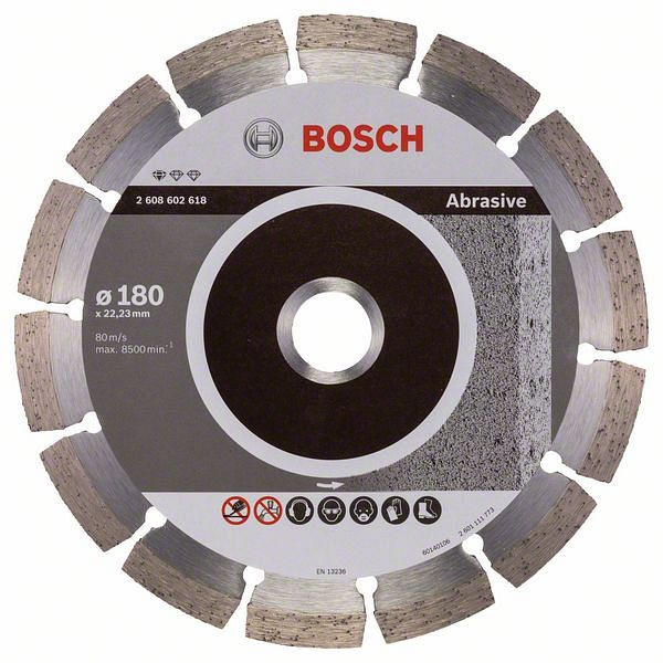 Bosch Diamanttrennscheibe Standard for Abrasive, 180 x 22,23 x 2 x 10 mm, 2608602618