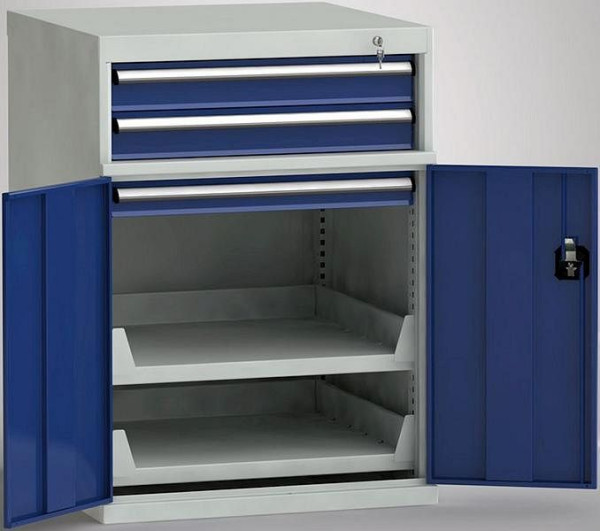 KLW Maschinenbeistellschrank 1000/1019 x 725 x 772 mm, 825 mm, 36x36 Einheiten Oben, 3 Schubladen & 2 Auszugstablaren 2x100/75/2xAT, MGC1000-05EP-TD-032