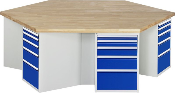RAU Gruppenwerkbank Serie 4000, 30 x Schublade, 2700x840x2340 mm, 03-499-135B4S.11