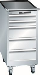 LISTA Schubladenschrank mobil 18x36E (BxTxH) 411x725x890mm AUTO Lock, Lichtgrau, 5 Schubladen, Fronthöhen: 75 - 150 mm, 78.459.020.A