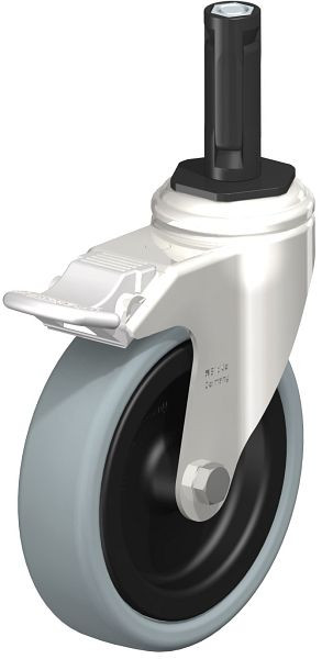 Blickle LKRXA-VPA 126G-11-FI-EXR12 Edelstahl-Apparate-Lenkrolle mit Expander & Feststeller, Vollgummi, Grau, 853292