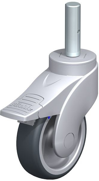 Blickle LWGX-TPA 101G-FI-ZAX51 Kunststoff-Lenkrolle WAVE, rostfrei, mit Zapfen & Feststeller, Thermoplastisches Gummi-Elastomer, Grau, 751638