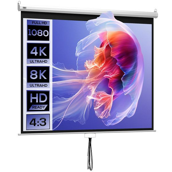 HOMCOM Beamer Leinwand 203 x 152 cm 100 Zoll 4:3/16:9 Projektionsleinwand Manuell für Heimkino, 001-010