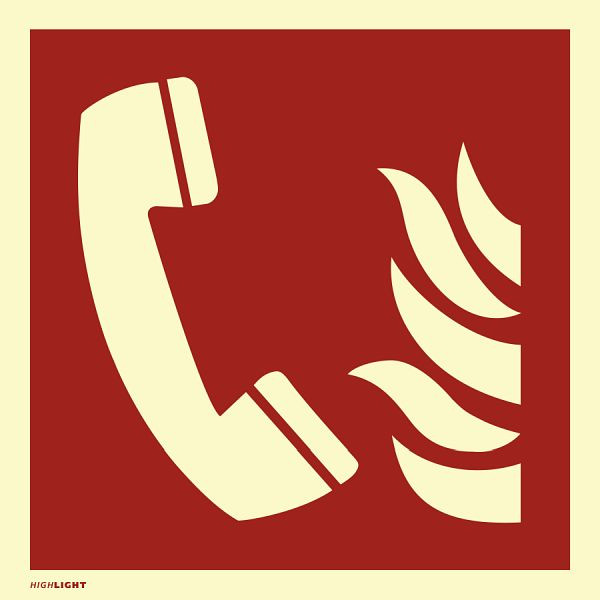 Moedel Brandmeldetelefon ISO 7010, Folie, langnachleuchtend, 160-mcd, 300x300 mm, 57209