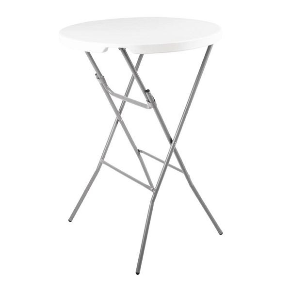 Bolero runder Klapptisch weiß 80cm, Stehtisch, Polyethylen und Stahl, DL046