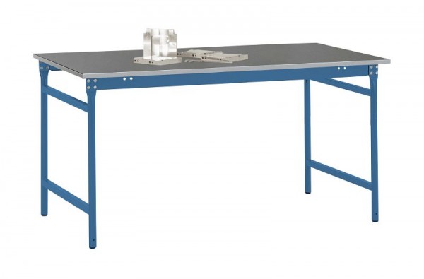 Manuflex Beistelltisch BASIS stationär mit Blechbelag-Platte in Brillantblau RAL 5007, BxTxH: 1500 x 800 x 780 mm, Brillantblau, BB3064.5007