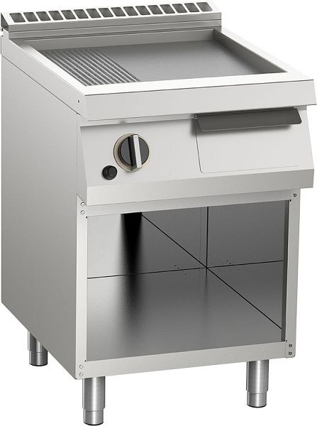KBS Gas-Grillplatte aus Edelstahl 2/3 glatt + 1/3 gerillt 9kW offener Unterbau, 10422443