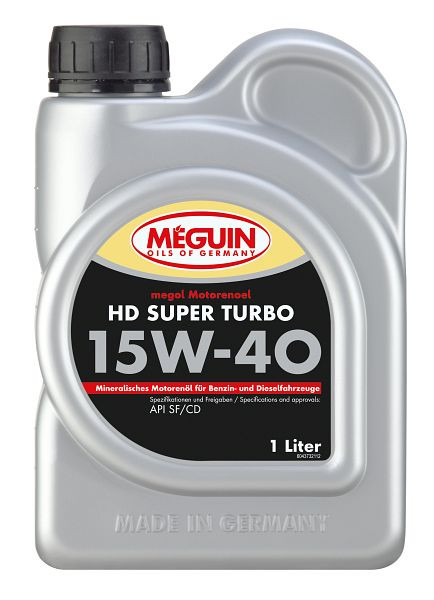 Meguin megol Motorenöl HD Super Turbo SAE 15W-40, Kanister Kunststoff, VE: 1 Liter, 4373