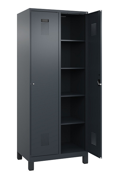 C+P Wäsche-Spind Evolo PLUS, mit Füßen, 2 Abteile, 1950x800x500mm, 7016/7016, Verschluss Zylinderschloss, Ablageböden 8, 049010-22B S10043