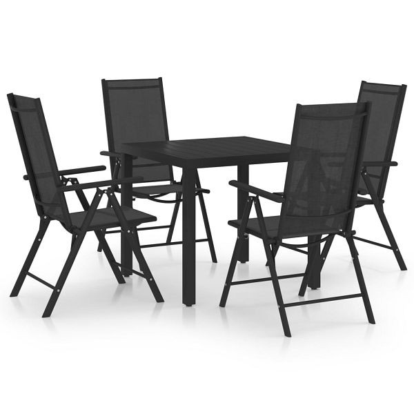 vidaXL 5-teilig Garten-Essgruppe Aluminium Schwarz, 3070649