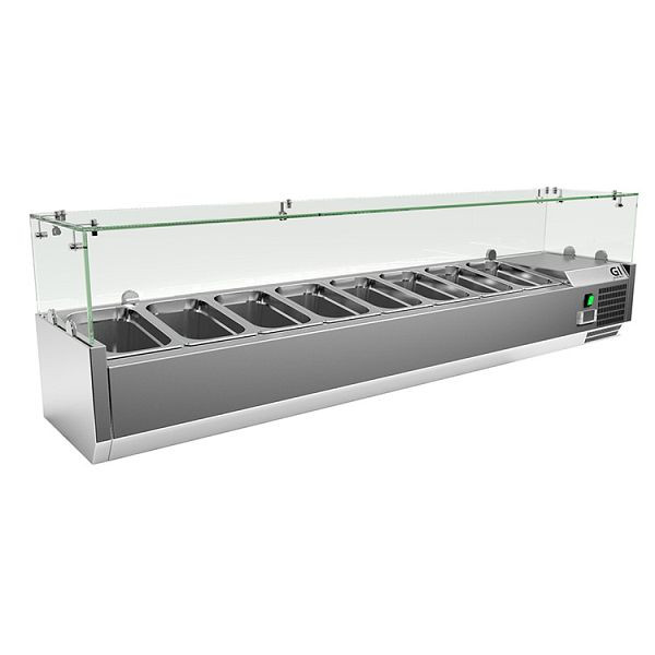 Gastro-Inox Edelstahl Aufsatzkühlvitrine 8x Gastronorm 1/4, Nettokapazität 48 Liter, Statische Kühlung, 209.160