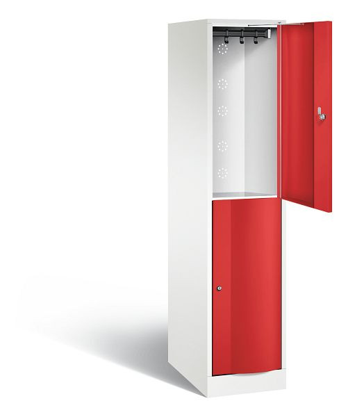 C+P Spind doppelstöckig XL Resisto, H1950xB396xT640mm, Farbe: Verkehrsweiß / feuerrot, 8270-173 S10030