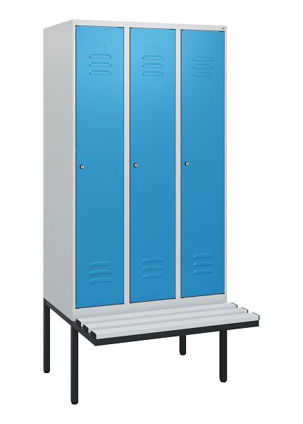 C+P Umkleidespind Classic PLUS, 3 Abteile, 1950x900x815mm, 7035/5012, Zylinderschlösser, 0800405-30 S10049