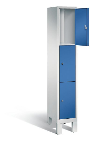 C+P Schließfachschrank Evolo, H1850xB320xT500mm, Farbe: Lichtgrau / Enzianblau, 48010-103 S10060