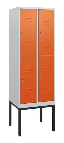 C+P Doppelstöckiger Spind Classic PLUS, Gestell, 2 Abteile, 1950x600x500mm, 7035/2004, Zylinderschlösser, 0803305-20 S10062