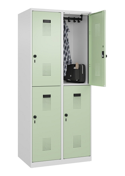 C+P Doppelstöckiger Spind Evolo PLUS, 4 Fächer, 1850x800x500mm, 9016/6019, Drehriegel, 049300-22 S10019