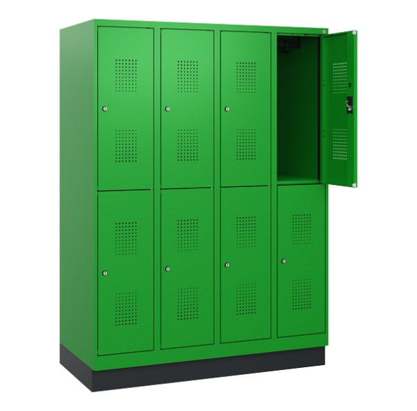 C+P Doppelstöckiger Spind Evolo PLUS, Sockel, 8 Fächer, 1630x1200x500mm, 6037/60, Zylinderschloss, 0493205-40 S10077
