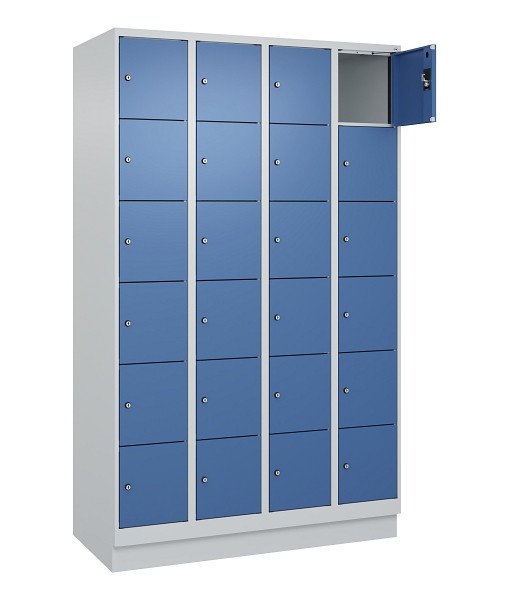 C+P Schließfachschrank Evolo PLUS, mit Sockel, 24 Fächer, 1950x1200x500mm, 7035/5023 Fernblau, 049020-406 S10008