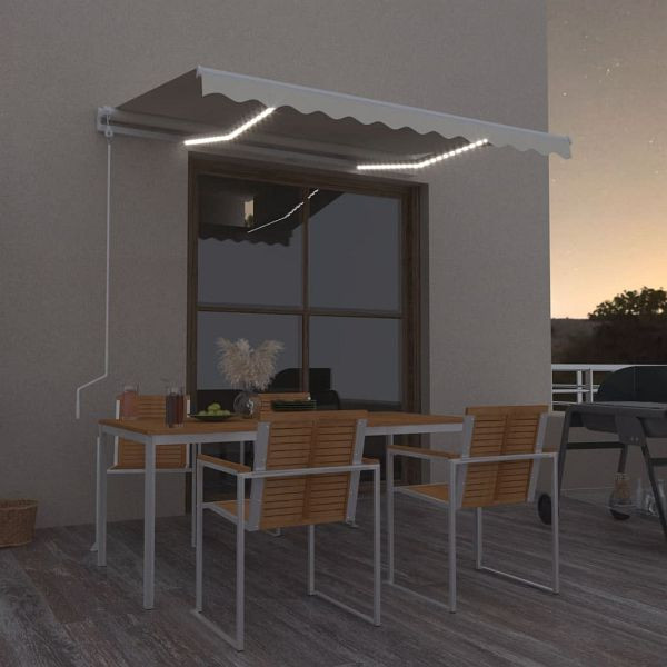 vidaXL Automatische Markise mit LED & Windsensor 350x250 cm Creme, 3068892