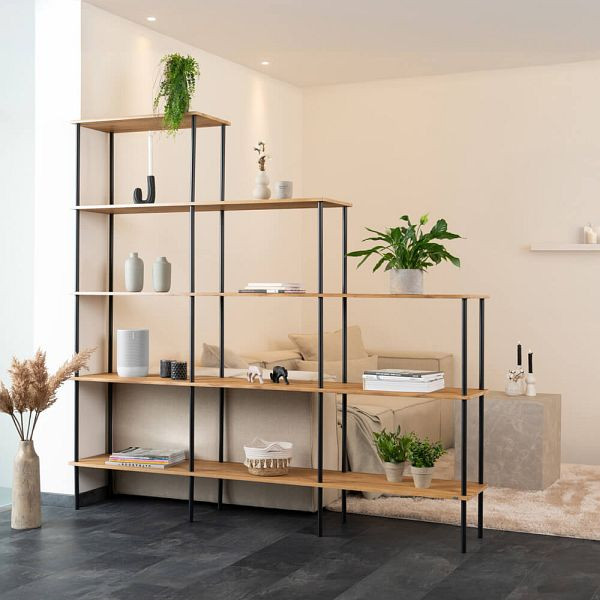 HOME DELUXE Regal INDU Oiled Oak, (L x B x H): 207 x 35 x 196 cm, 59045