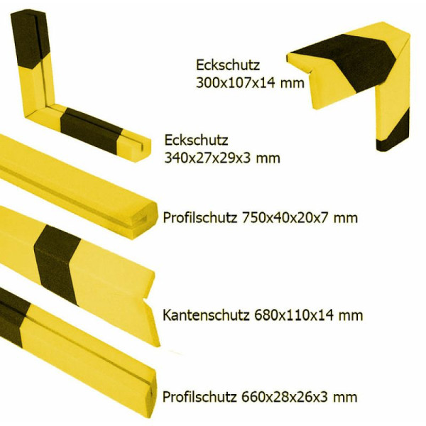 Stein HGS Warn- und Schutzprofil -ProFlex-, Kantenschutz/ gelb-schwarz, 680x110x14mm /selbstklebend, mit abgeschrägten Ecken, 19131