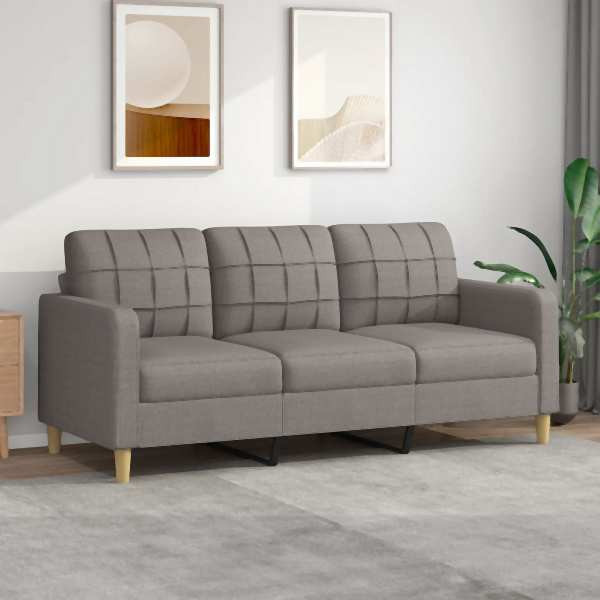 vidaXL 3-Sitzer-Sofa Taupe 180 cm Stoff, Füllung: Schaumstoff, 359106