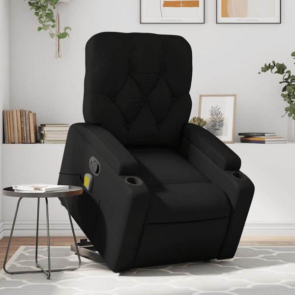 vidaXL Massagesessel mit Aufstehhilfe Schwarz Kunstleder, 3204779