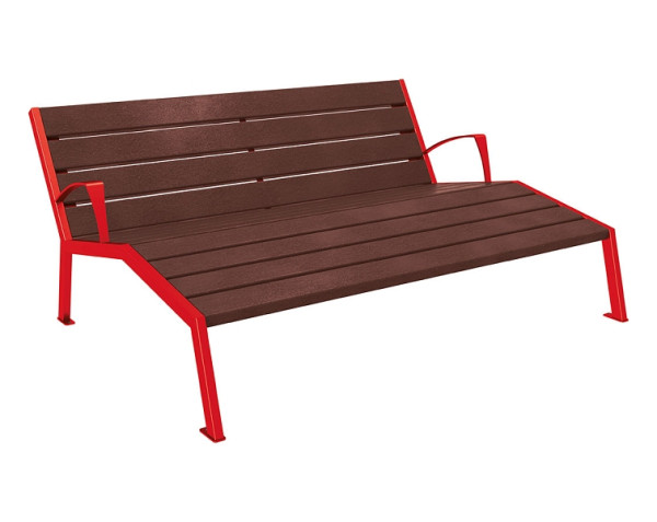 Procity Liegestuhl Silaos®, Mit Armlehne, Stahl & Recycling-Kunststoff, Braun/RAL 3020, 209665.3020