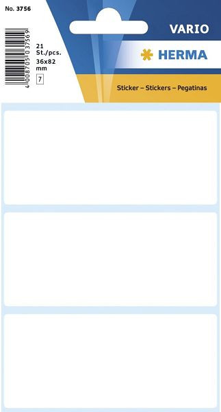 HERMA 3756 Vielzwecketiketten weiß 36x82 mm Papier matt 21 St., VE: 10 Stück, 3756