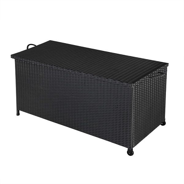casaria Gartenbox Polyrattan Schwarz 117x53x60cm mit Griffen & Rollen, 102318