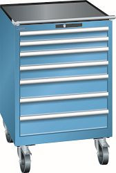 LISTA Schubladenschrank mobil 36x36E (BxTxH) 717x725x1112mm KEY Lock, Lichtblau, 7 Schubladen, Fronthöhe: 75 - 150 mm, 78.666.010