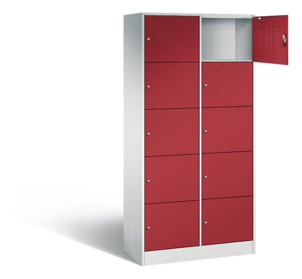 C+P Schließfachschrank Serie 8070, H1950xB900xT480mm, Farbe: Lichtgrau / Rubinrot, 82700-20 S10010