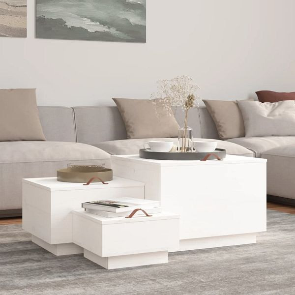vidaXL Aufbewahrungsboxen mit Deckeln 3 Stück Weiß Massivholz Kiefer, 818246