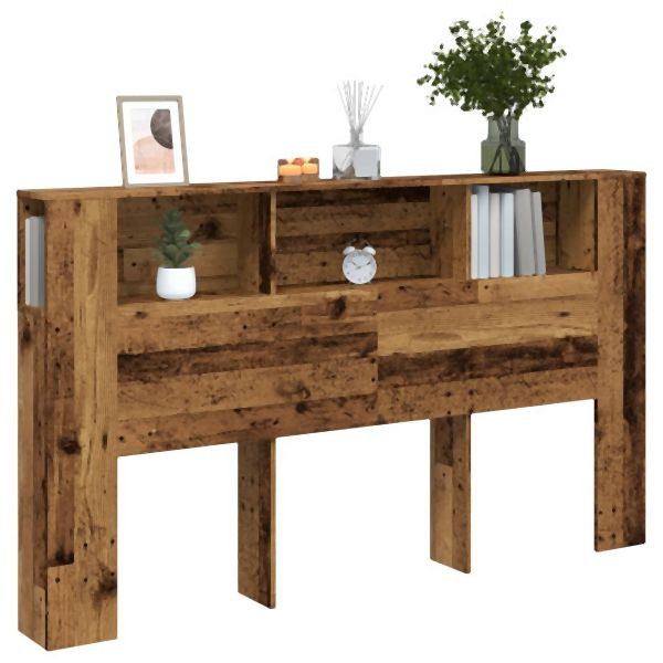 vidaXL Kopfteil mit Ablagen Altholz-Optik 180x18,5x102,5 cm, 856884