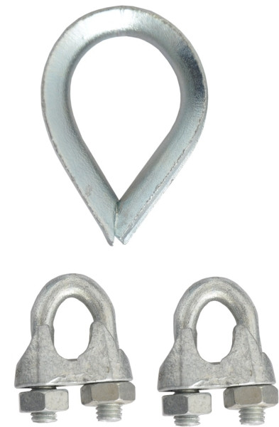 Kratos Set bestehend aus Kausche und 2 Seilklemmen für die untere Befestigung, FA2020800