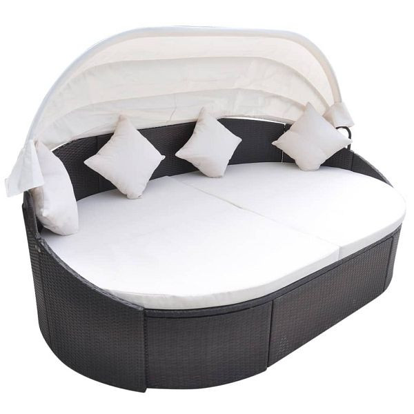 vidaXL Outdoor-Loungebett mit Dach Poly Rattan Braun, 41831