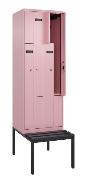 C+P Z-Spind Evolo PLUS, Bank, 4 Fächer, 2120x600x815mm, 3015/3015, Zylinderschloss, Sitzfläche Kunststoff, Sitzbank, 0490537-204 S10105