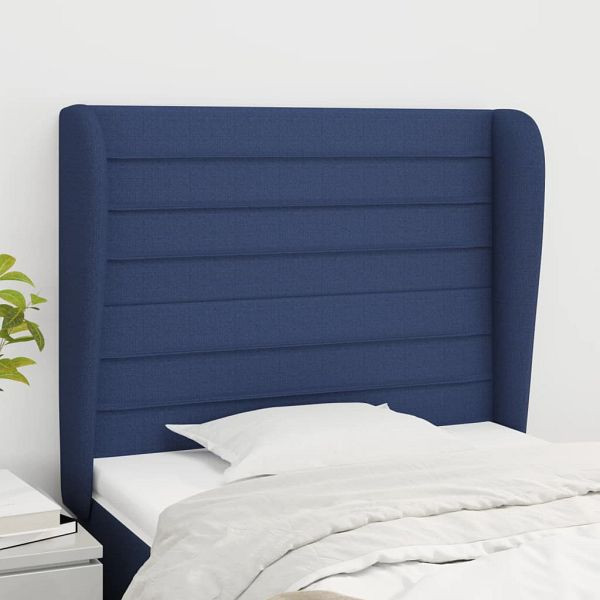 vidaXL Kopfteil mit Ohren Blau 93x23x118/128 cm Stoff, 3118084
