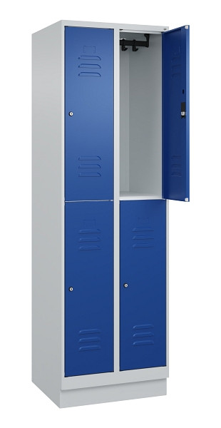 C+P Doppelstock-Spind Classic PLUS, Sockel, 2 Abteile, 1950x600x500mm, 7035/5010, 080320-20 S10018