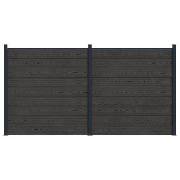 vidaXL Zaunelement 2-teilig WPC und Aluminium Schwarz, 3429412
