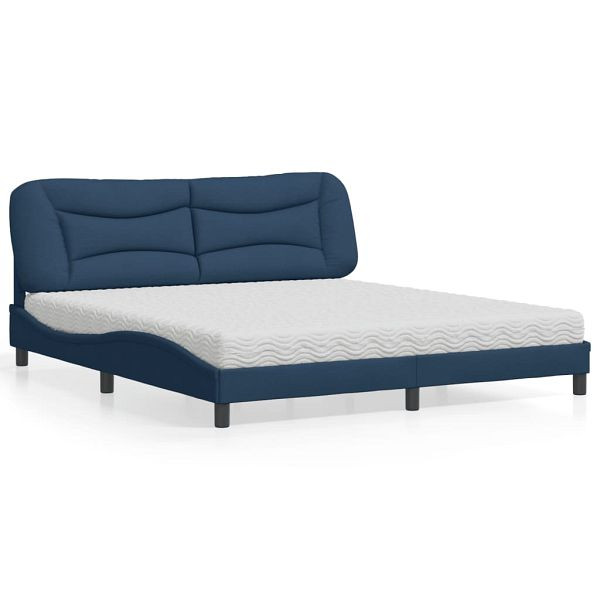 vidaXL Bett mit Matratze Blau 180x200 cm Stoff, 3208554